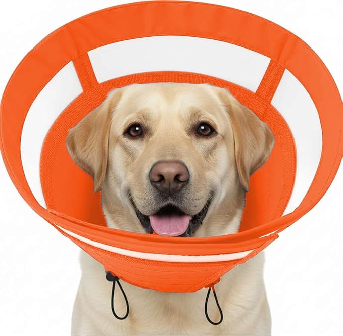 SAWMONG Soft Cone for Dogs – Extra Large Dog Recovery Collar, Adjustable E-Collar to Stop Licking After Surgery (XL, Orange)