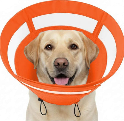 SAWMONG Soft Cone for Dogs – Extra Large Dog Recovery Collar, Adjustable E-Collar to Stop Licking After Surgery (XL, Orange)