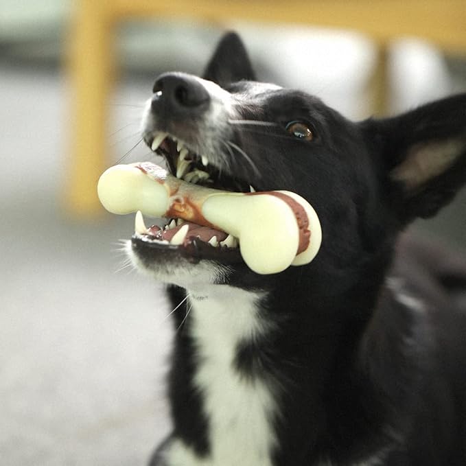 Tikaton Dog Chew Toys for Aggressive Chewers, Vension Flavor Durable Dog Teething Chew Toys Bones for Large/Medium/Small Puppies