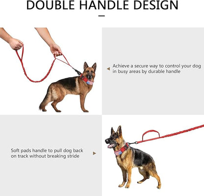 DAGANXI Tactical Dog Collar, Adjustable Military Training Nylon Dog Collar with Control Handle and Heavy Metal Buckle for Medium and Large Dogs, with Patches and Airtags Case (Red-Set, L)