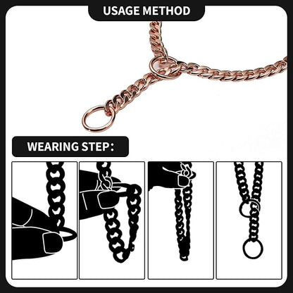 Stainless Steel P Chock Metal Chain -JYHY Dog Necklace Collars Walking Training Pet Supplies for Small Medium Large Dogs (24" (Fits Neck 20" to 22"), Rose Gold)