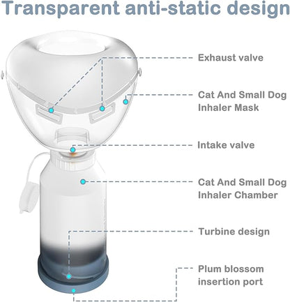 Cat Inhaler Spacer, for Cats and Small Dogs, Pet Aerosol Chamber with Silicone Mask, for First Aid at Home or Outdoors S