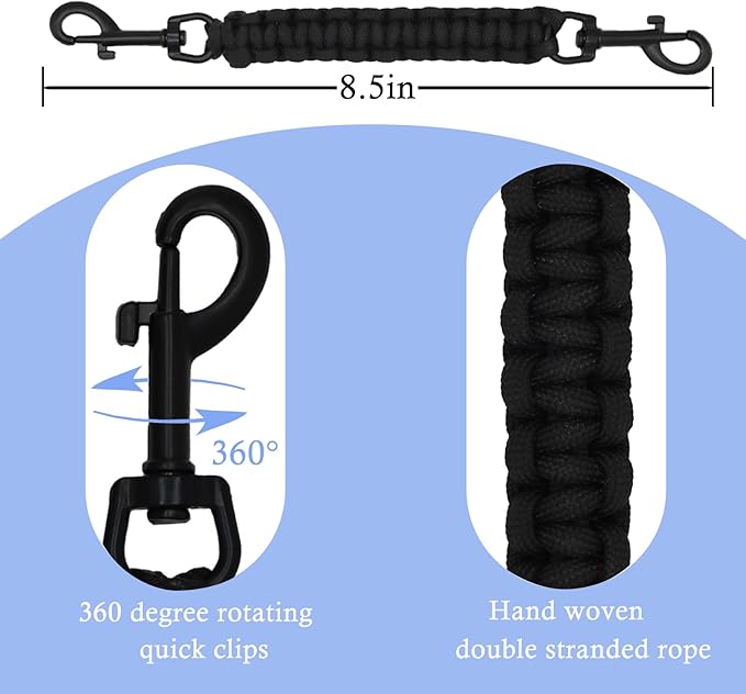 2 PCS Dog Collar Safety Clips, Dual Clasps 360 Degree Rotating Buckle,Collar Spare Clip Connector for Dog Harness Prong Collar (Black)