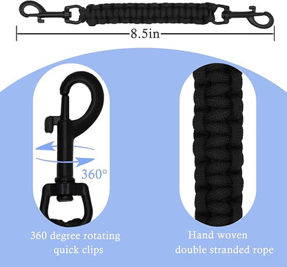 2 PCS Dog Collar Safety Clips, Dual Clasps 360 Degree Rotating Buckle,Collar Spare Clip Connector for Dog Harness Prong Collar (Black)