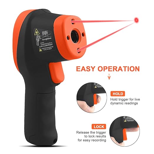 Infrared Thermometer(2PCS), HOLDPEAK HVAC Laser Temperature Gun -58℉~2732℉(-50℃~1500℃), D:S=30:1 Non-Contact Professional IR Pyrometer HP-2732, Backlit, for Casting Metallurgy (Not for Human), Orange