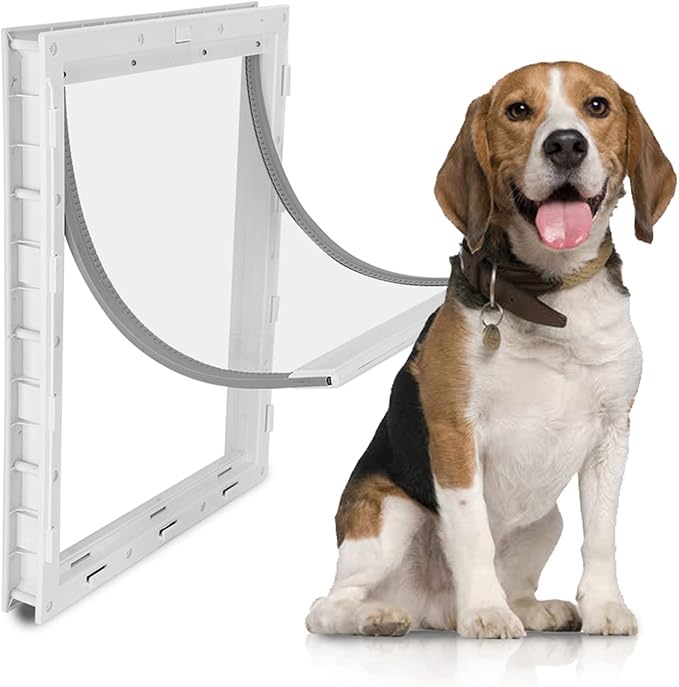 Haofy Large Pet Door for Big Dogs Easy Installation Wall Mounted Dog Door with Automatic Close Magnet Detachable Locking Panel for Secure Pet Entry Exit for House Garage Fence Indoor (White)