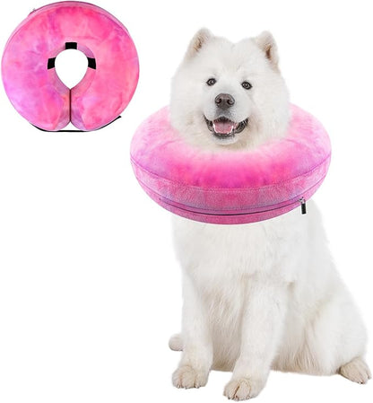 Dog Cone, Uadonile Inflatable Cone Collar for Dogs and Cats, Dog Neck Collar Recovery E-Collar Alternative After Surgery, Elizabethan Collar for Dogs Recovery(Tie-dye Rose Purple, L)