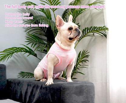 Dog Pink Recovery Suit for Large Female Spay,Male Dog Surgery Suit,Narrow Pink-White L