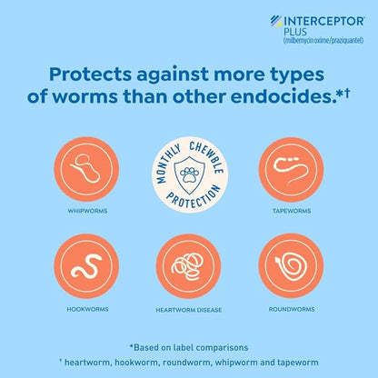 Interceptor Plus Prevention for Heartworm + 4 Other Worms for Dogs 8.1-25 lbs. | 1 Chew, 1-Month Supply