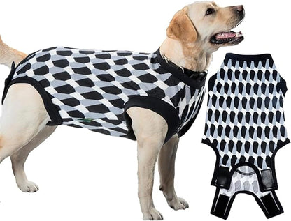 Dog Surgery Recovery Suit,Male Neuter Recovery Large Onesie Female Spay Cone Alternative Recovery Suit,Hoop & Loop Comfortable Surgical Bodysuit,Shaped Black L