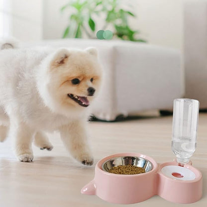 Dog Feeder Water Bowls Set Stainless Steel Bowl Water Dish Automatic Water Bottle Dispenser Easy to Clean Pet Automatic Feeder and Waterer Dog Water Bowl Dispenser Set, Blue