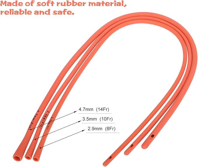 Pet Feeding Supplies Kit-3 Pack Red Rubber Feeding Tube(8Fr, 10Fr, 14Fr) With 3 Pack 10/30/60 Ml Syringes For Lamb,Goat,Sheep,Puppy,Kitten Whelping Feeding Watering