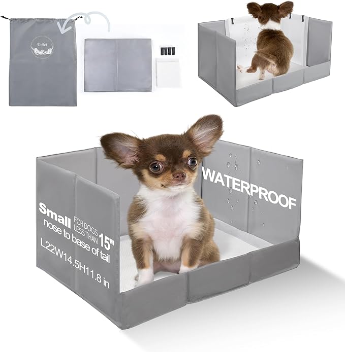 HQ4US 4LEGS Dog Litter Box, Puppy Pee Pad Holder Foldable, Small Indoor Dog Potty Tray for Puppy, High Walls, Seamless, No Assembly, Waterproof, Easy to Clean, No Spill,Portable for Travel