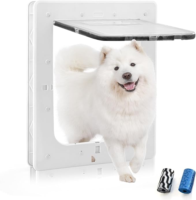 Dog Door, Weatherproof Pet Doors for Petite to Average Sized Dogs, Cats or Other Pets, Upgraded and Thickened, 8" × 11" Opening Flap Size, Easy Installation
