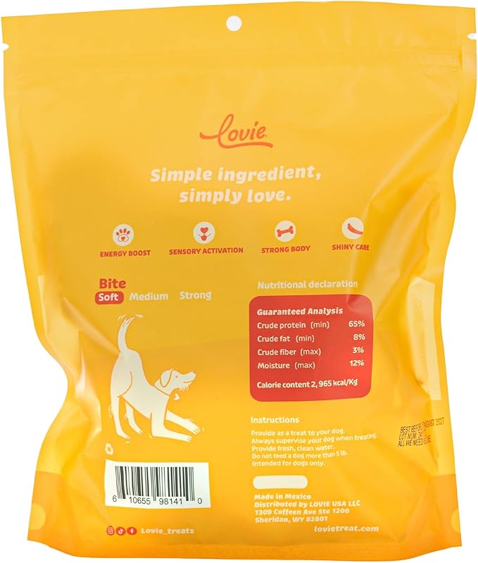 Lovie Beef Lung Dog Treats - Dehydrated Air Dried Soft Bites, Single Ingredient, Protein Rich, 16 oz