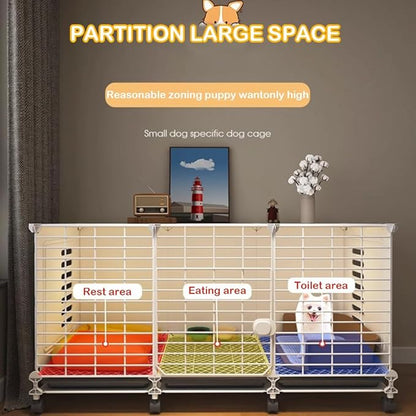 Dog Crate Furniture | 43" XL Dog Cage Furniture | Puppy Crate House with Wheels Tray & Drawer Storage | Metal Indoor Fencing Kennel House | Lockable Dogs Play Pen Cage for Medium Large Dogs