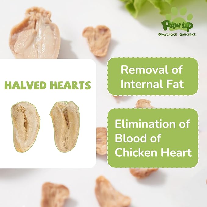 PAWUP Freeze Dried Chicken Heart Pet Treats, High Protein Freeze-Dried Pet Food for Dogs, Cats, Fresh Ingredient, 3.2 oz, Rawhide Free, Gluten&Grain Free