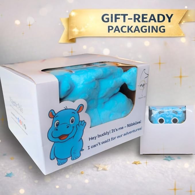 4 in 1 Squeaky Dog Toy-No Stuffing Dog Toy with Ropes,Squeaker & Surprise play item inside for Small Medium Large Breed-Dog Tug Toy,Dog Chew Toy for Cuddling& Playing,Soft Blue Plush Hippo in Gift Box