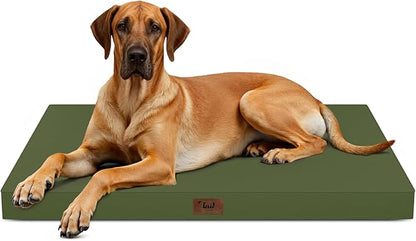 Outdoor Extra Large Dog Bed, Jumbo Waterproof Dog Bed for Large Dogs, Orthopedic Egg Crate Foam Pet Mat with Removable Oxford Cooling Cover, Amy Green
