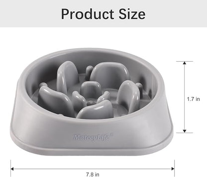MateeyLife Slow Feeder Dog Bowls, Anti-Choking Puzzle Dog Food Bowls, Anti-Slip Interactive Feeding Slow Down Eating, Bloat Stop Maze Dishes for Medium Large Breeds Gray