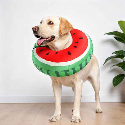 SCENEREAL Dog Cone Alternative After Surgery Donut Collar, Soft Pet Recovery Pillow Collar for Medium Large Dogs, Inflatable Adjustable Neck Collars to Prevent Licking, Watermelon L