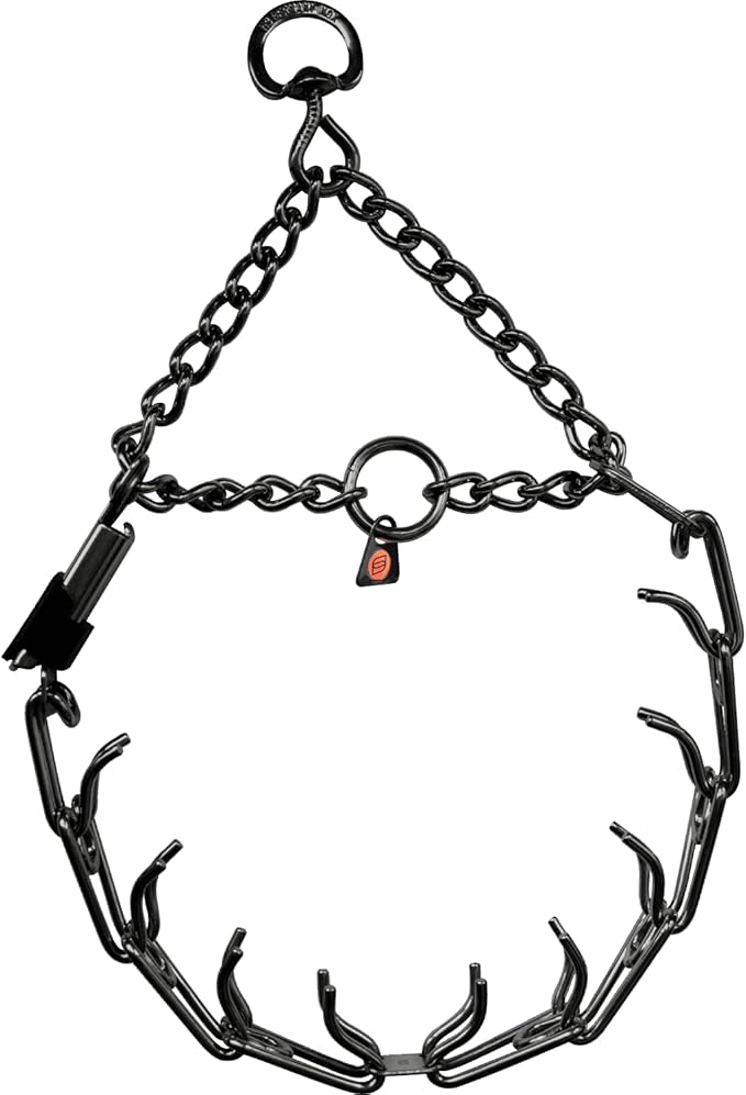 Herm Sprenger Prong Dog Collar with Quick Release Side Clicklock Made of Stainless Steel in Germany 3.2mm Prongs for Large Dogs 23in (Neck up to 19in)