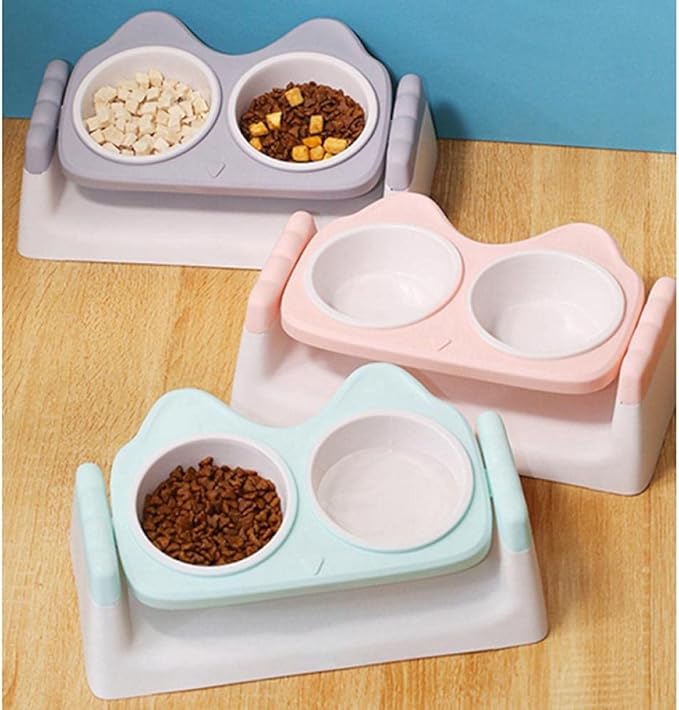 Pets Feeder Bowl Dog Dishes Green Double Pet Bowls Dog Food Water Feeder Pet Drinking Dish Feeder Cat Puppy Feeding Supplies Small Dogs Accessories