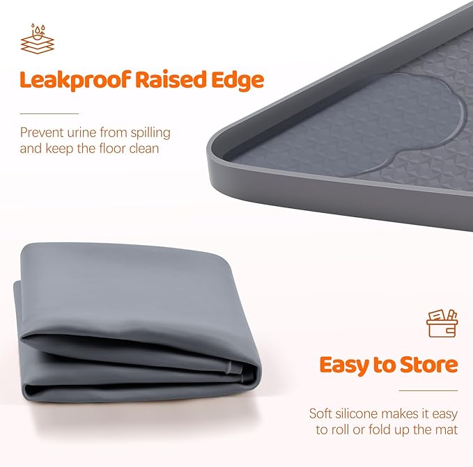 Pee Pads for Dogs, 51" x 25.6" Extra Large Reusable Dog Silicone Mat for Floor Protector, Washable Non-Slip Dog Training Pads for Potty Training (Grey)