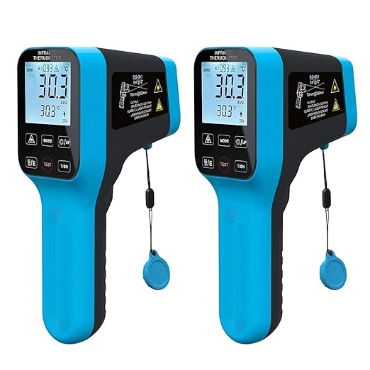 2PCS Infrared Thermometer Gun Rechargeable, -58℉~2912℉ High Temp Laser Industrial Thermometer, D:S=30:1 Touch Button Waterproof Pyrometer, Digital IR Temperature Gauge with Type-C Port (NOT for Human)