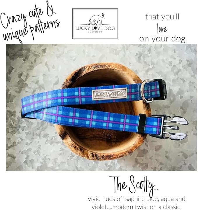 Lucky Love Dog Martingale Dog Collar - Adjustable, No-Slip, Durable, & Soft Webbing Collar for Male and Female Dogs Ideal for Training & Walking - Scotty, Large