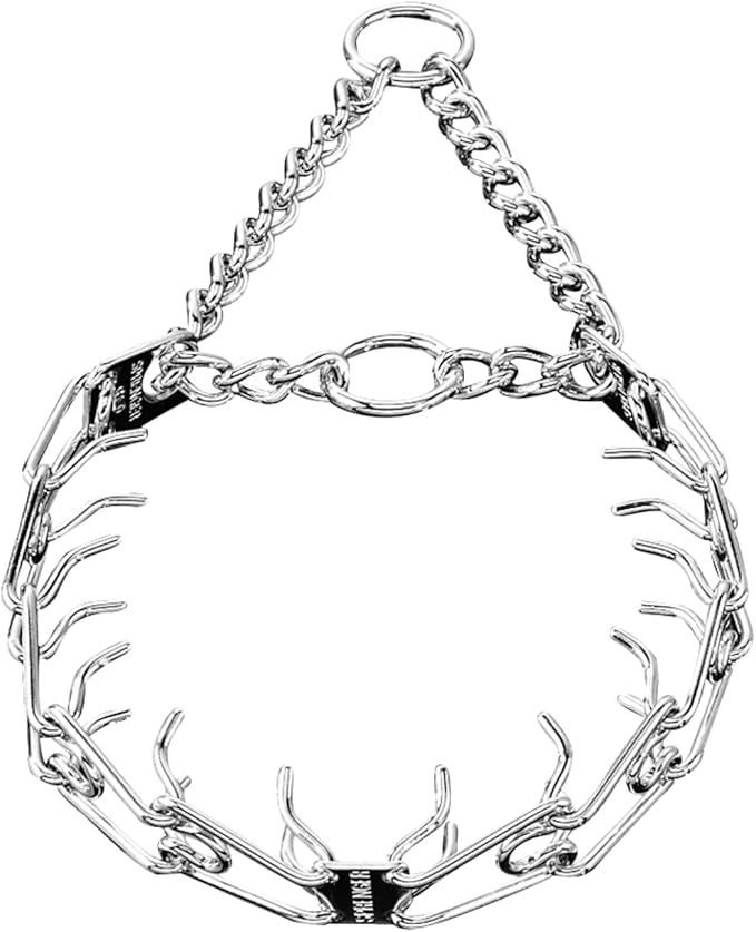Herm Sprenger Chrome Plated Prong Dog Collar Ultra-Plus Pet Pinch Collar with Two O-Rings No-Pull Collar for Dogs Anti Pull Training Collar Made in Germany (22in x 3.0mm (Neck Size up to 18in))