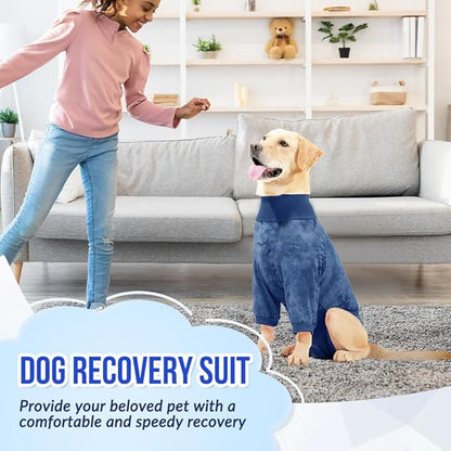 Lukovee Recovery Suit for Dogs - Soft Onesie Dog Surgery Suit for Female Male Dogs, Breathable Surgical Recovery Suit Prevent Licking Spay Recovery Suit Dog E-Collar & Cone Alternative(S,Blue)