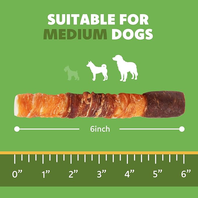 MON2SUN Dog Treats, Triple Flavor 6 Inch Chicken Liver Duck and Chicken Wrapped Rawhide Sticks, Teeth Cleaning Snacks for Medium Dogs, 17.6 oz (10 Count-Pack of 1)