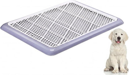 Mifoci 2 Pcs Dog Potty Tray Mesh Puppy Training Pad Holder Floor Protection Portable Pee Pad Pet Toilet Training Tray Litter Box Corner for Medium and Large Dogs (25.6 x 18.9 Inch,Gray)