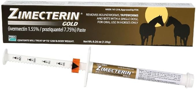 GuHuiKuZimecterin Ivermectin Horse Gold Equine Wormer Parasites Tapeworm 7.75% Tube OTC
