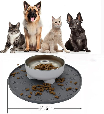Silicone pet Food mat, Dog Food and Water mat, Raised Edge Rubber mat for Dog Bowls, Prevents Food and Water from staining Floors, Suitable for Small and Medium Pets，10.6'' (Pink - Odorless)