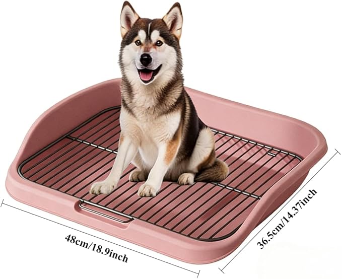 Mesh Dog Potty Tray Removable Stable Structure - Indoor Puppy Training Toilet Pee Pad Holder for Small & Medium Dogs(Pink)