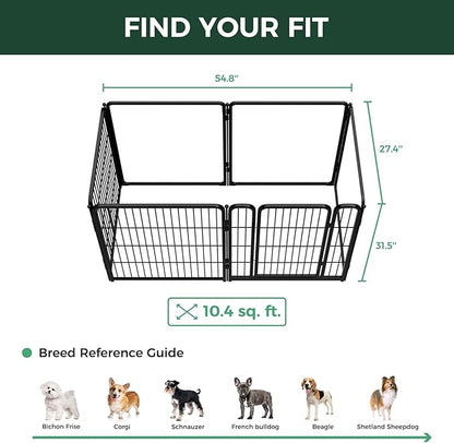 FXW AuraSpace Pro Acrylic & Wire Mesh Indoor Dog Playpen, 32" Height 6 Panels Metal Dog Pen for Small and Medium Dogs, Black│Patented