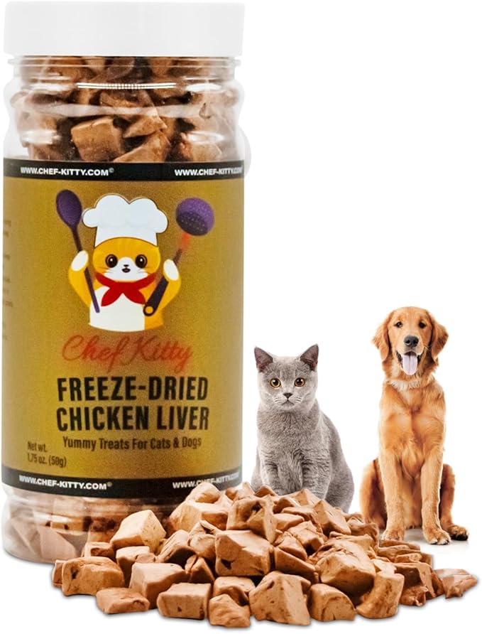 Chicken Liver Dog Treats | Freeze Dried Liver Treats for Dogs, 100% Human Grade, Single Ingredient | Grain-Free Kitten Treats, High Protein | No Additives or Preservatives | Tested in USA | 1.7 oz