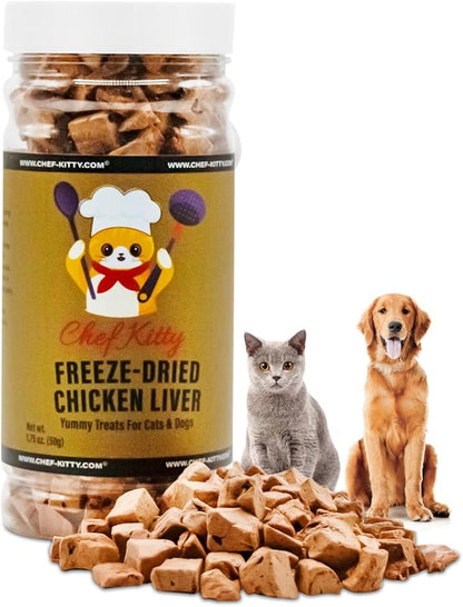 Chicken Liver Dog Treats | Freeze Dried Liver Treats for Dogs, 100% Human Grade, Single Ingredient | Grain-Free Kitten Treats, High Protein | No Additives or Preservatives | Tested in USA | 1.7 oz
