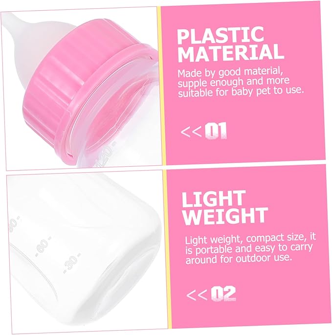 Happyyami 2pcs Cat Milk Bottle Kitten Feeding Bottles No Odor Kitten Supplies for Newborns