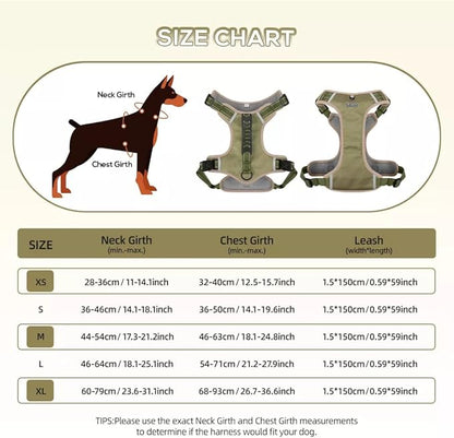Dog Harness No Pull Adjustable Reflective,for Medium and Large Small Dog with Leash 59.06in (Khaki, M)
