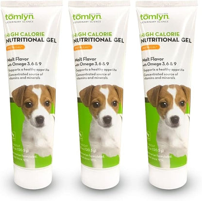 Tomlyn Nutri-Cal Malt-Flavored High-Calorie Nutritional Gel for Puppies, Helps Support a Healthy Appetite Providing Extra Calories, Vitamins & Minerals in a Tasty Supplement, 4.25oz-3 Pack