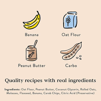 Bocce's Bakery PB Banana Chip Recipe Treats for Dogs, Wheat-Free Everyday Dog Treats, Real Ingredients, Baked in The USA, Natural Soft & Chewy Cookies, Peanut Butter, Bananas, & Carob, 6 oz