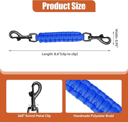 Dog Collar Safety Clip with Dual Clasps,Handmade Backup Safety Strap for Dog Harness, Collars and No Pull Harness Connectors (Navy Blue)