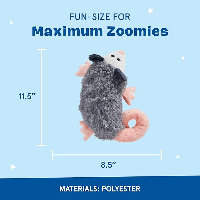 Barkbox Poppy Possum Interactive Plush Dog Toy - Squeaky Dog Chew Toy with Whip-N-Flip Tail of Dogs and Puppies