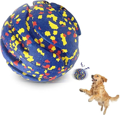 Mankoda Durable ETPU Dog Toy Ball, 5 Inch Big Dog Balls for Aggressive Chewers - Hollow Design and Textured Gullies/Non-Toxic Bite/Built-in Low-Noise Bell, Dog Chew Toy for Medium/Large Dogs