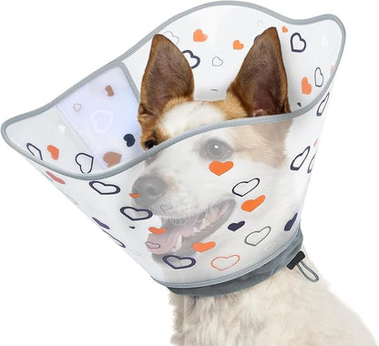 Elizabethan Dog Cone Collar, Adjustable Pet Cone to Stop Licking, Durable Plastic Neck Cone After Surgery for Small, Medium Large Dogs, Love XS