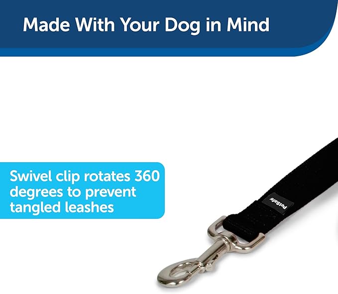 PetSafe Nylon Dog Leash – Strong, Durable, Traditional Style Leash with Easy to Use Bolt Snap for Small, Medium and Large Dogs – 1" x 6', Black