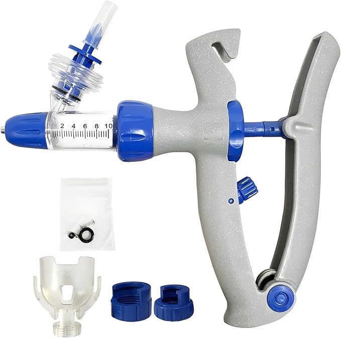 Animal Veterinary Syringe, Automatic Continuous Syringes, Bottle Adjustable Precision Injector Gun for Poultry Livestock(A,10ml)